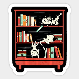 Funny Library Cat Lovers Book Fan Gift T-Shirt 4 Cat Readers Sticker